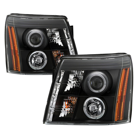 Spyder Cadillac Escalade 02-03 Halo Pro Headlights Black display showing show PRO-YD-CE02-DRL-BK