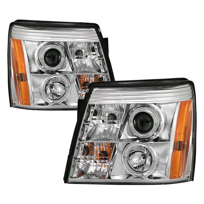 Spyder Cadillac Escalade 02-03 Halo Pro Headlights Chrome display showing show PRO-YD-CE02-DRL-C