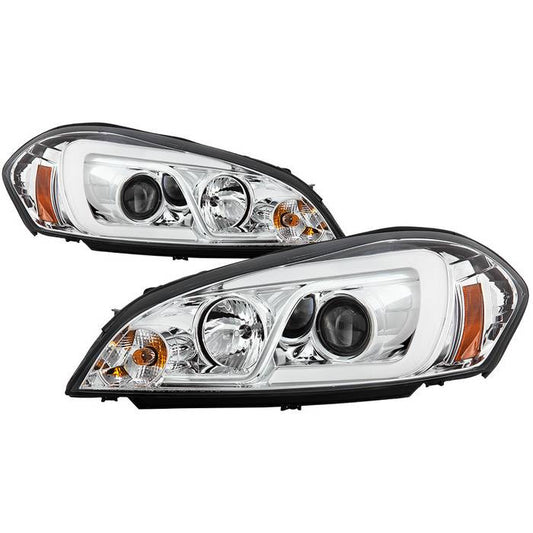 Spyder Chevy Impala 06-13 V2 Light bar Pro Headlights Chrome display showing show PRO-YD-CHIP06V2-LB-C