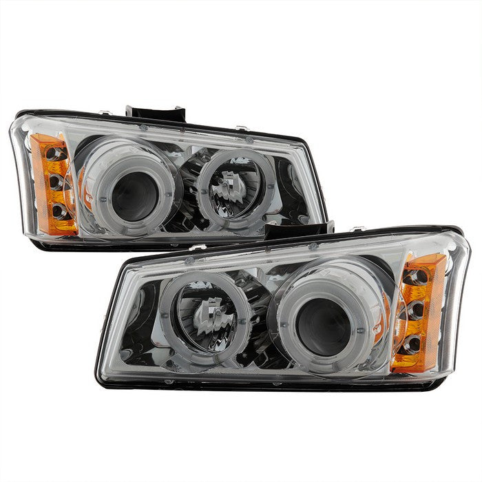 Spyder Chevy Silverado 03-06 Halo Projector Headlights Chrome display showing show PRO-YD-CS03-AM-C