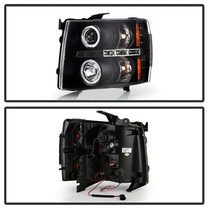 Spyder Silverado 1500 2500HD 3500HD 07-13 Pro Headlights Black (PRO-YD-CS07-HL-BK) backside or back rear panel