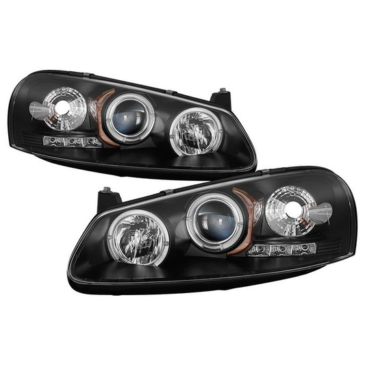 Spyder Chrysler Sebring 01-06 Halo Projector Headlights Black display showing show PRO-YD-CSEB01-HL-BK