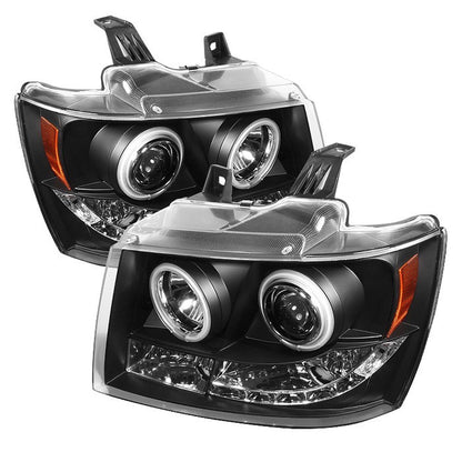 Spyder Suburban 1500/2500 Tahoe 07-14 CCFL Halo Headlights Black display showing show PRO-YD-CSUB07-CCFL-BK