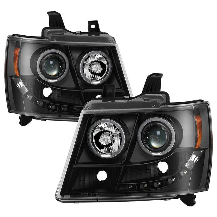 Spyder Suburban 1500/2500 Tahoe 07-14 Pro Headlights All Black display showing show PRO-YD-CSUB07-HL-BKV2