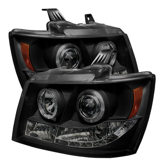 Spyder Suburban 1500/2500 Tahoe 07-14 Pro Headlights Black SM display showing show PRO-YD-CSUB07-HL-BSM