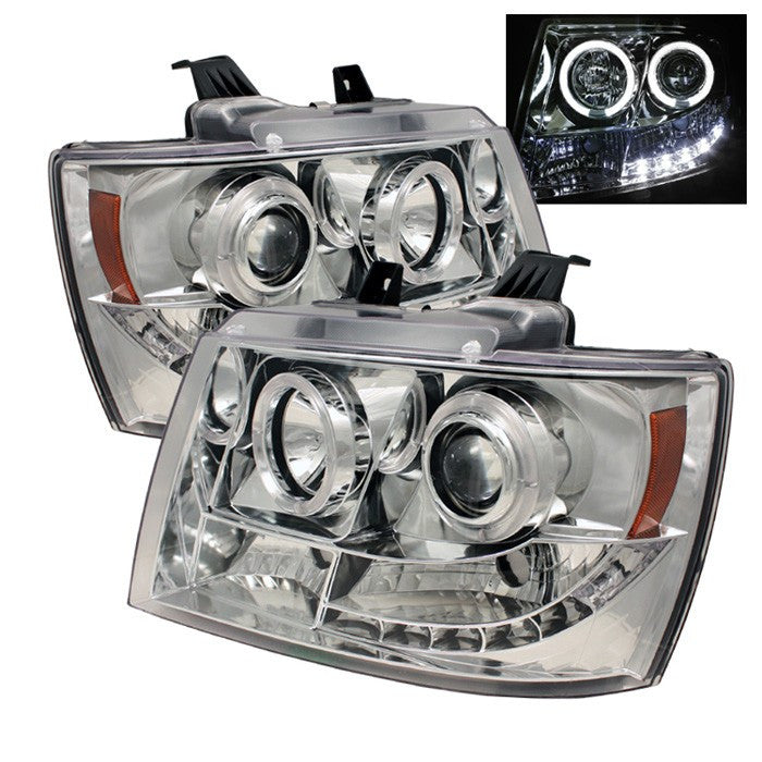 Spyder Suburban 1500/2500 Tahoe 07-14 Pro Headlights Chrome display showing show PRO-YD-CSUB07-HL-C