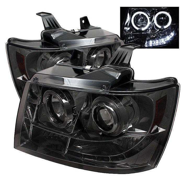 Spyder Suburban 1500/2500 Tahoe 07-14 Pro Headlights Smoke display showing show PRO-YD-CSUB07-HL-SM