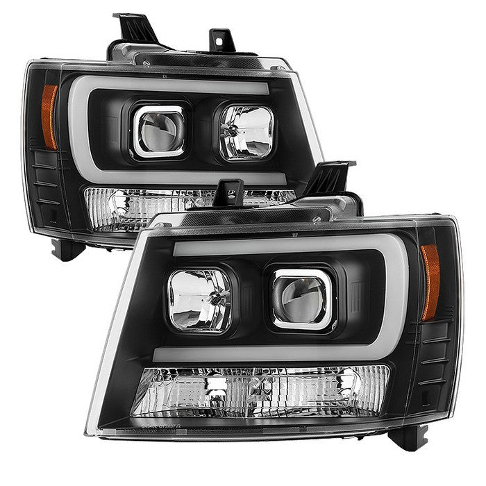 Spyder Chevy Suburban 1500/2500 / Tahoe / Avalanche 07-14 Version 2 Projector Headlights light bar DRL Black