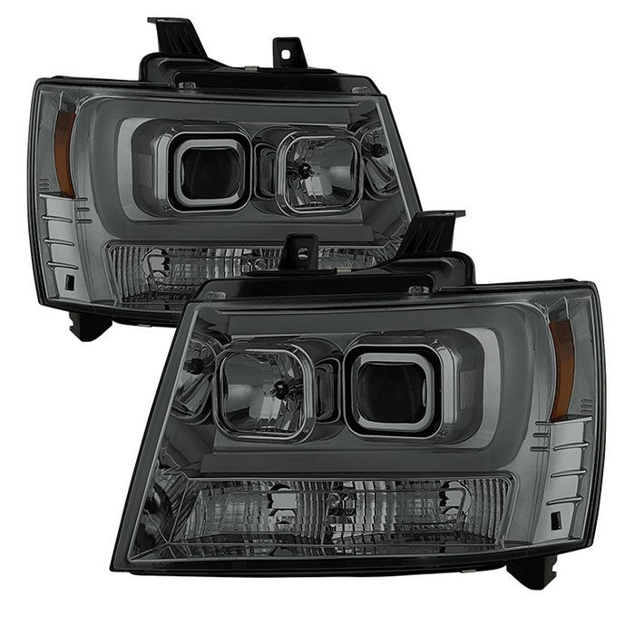 Spyder Chevy Suburban 1500/2500 Tahoe Avalanche 07-14 V2 Projector Headlights light bar DRL Smoke