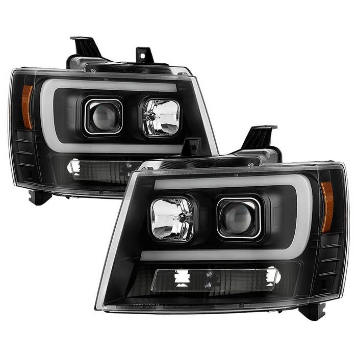 Spyder Platinum Suburban 1500/2500 Tahoe Avalanche 07-14 Headlights Black display showing show PRO-YD-CSUB07V2PL-BK