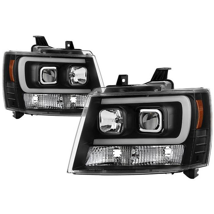 Spyder Suburban 1500/2500 Tahoe 07-14 V3 Pro Headlights Black display showing show PRO-YD-CSUB07V3-SB-BK