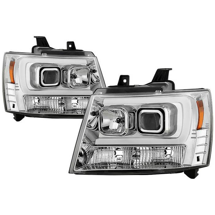 Spyder Suburban 1500/2500 Tahoe 07-14 V3 Pro Headlights Chrome display showing show PRO-YD-CSUB07V3-SB-C