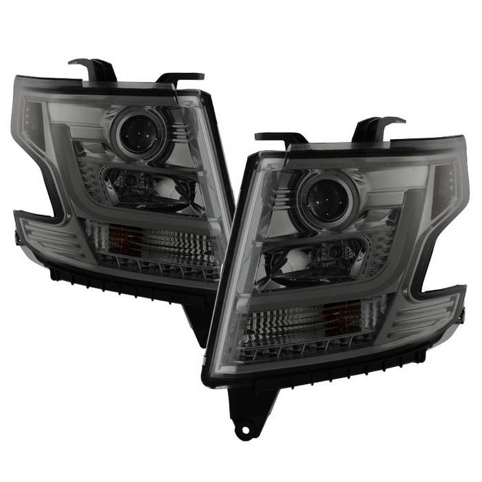 Spyder Chevy Tahoe/ Suburban 15-20 DRL Pro Headlights Smoke display showing show PRO-YD-CTA15-DRL-SM