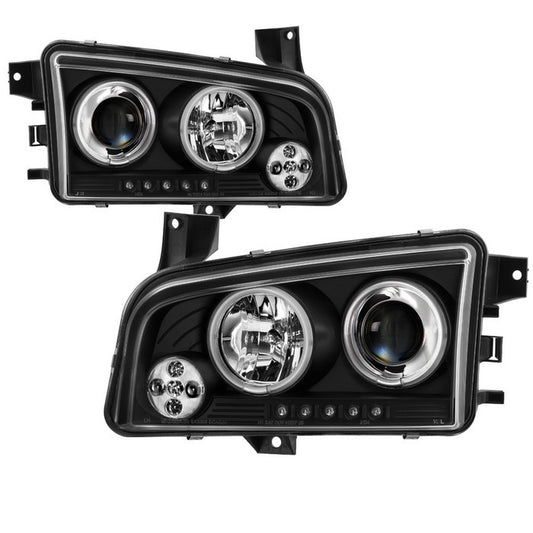 Spyder Dodge Charger 06-10 CCFL Halo Pro Headlights Black display showing show PRO-YD-DCH05-CCFL-BK