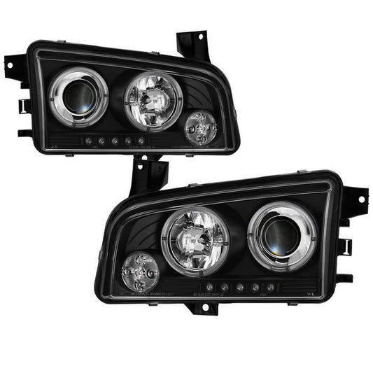 Spyder Dodge Charger 06-10 Halo Projector Headlights Black display showing show PRO-YD-DCH05-LED-BK