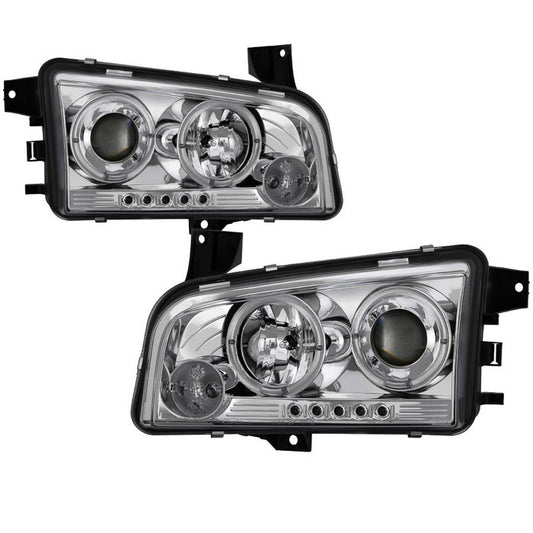 Spyder Dodge Charger 06-10 Halo Projector Headlights Chrome display showing show PRO-YD-DCH05-LED-C