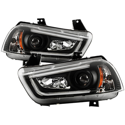 Spyder Dodge Charger 11-14 LED Tube DRL Projector Headlights Black