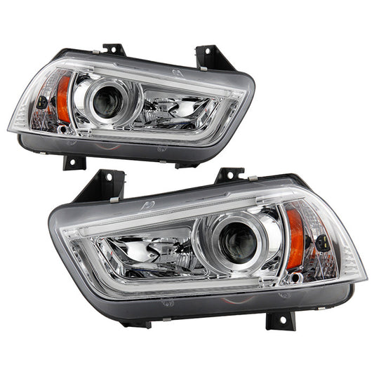 Spyder Dodge Charger 11-14 LED Bar Headlights Chrome OEM Xenon display showing show PRO-YD-DCH11-LTDRL-HID-C