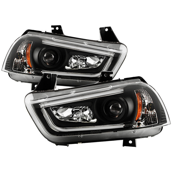 Spyder Platinum Dodge Charger 11-14 DRL Bar LED Headlights Black display showing show PRO-YD-DCH11PL-BK