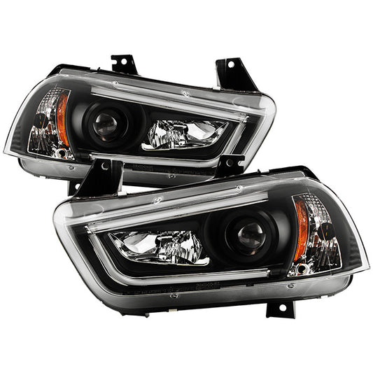 Spyder Platinum Dodge Charger 11-14 DRL Bar LED Headlights Black display showing show PRO-YD-DCH11PL-BK