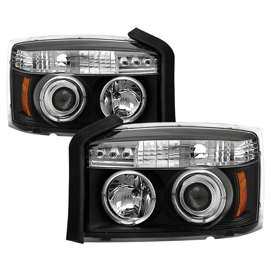 Spyder Dodge Dakota 05-07 Halo Projector Headlights Black display showing show PRO-YD-DDAK05-BK