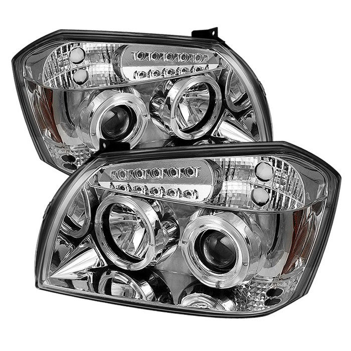 Spyder Dodge Magnum 05-07 Halo Projector Headlights Chrome display showing show PRO-YD-DMAG05-LED-C