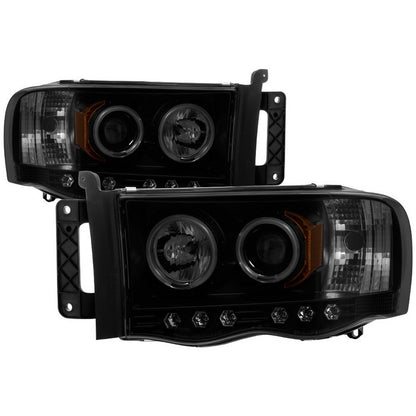 Spyder Dodge Ram 1500 2500 3500 03-05 CCFL Pro Headlights Black SM display showing show PRO-YD-DR02-CCFL-BSM