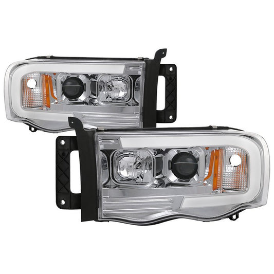 Spyder Dodge Ram 1500 2500 3500 03-05 V2 LED Bar Headlights Chrome display showing show PRO-YD-DR02V2-LB-C