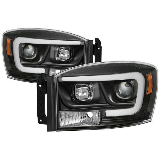 Spyder Dodge Ram 1500 2500 3500 06-08 V2 LED Bar Headlights Black display showing show PRO-YD-DR06V2-LB-BK