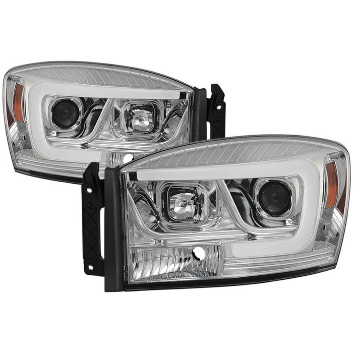 Spyder Dodge Ram 1500 2500 3500 06-08 V2 LED Bar Headlights Chrome display showing show PRO-YD-DR06V2-LB-C