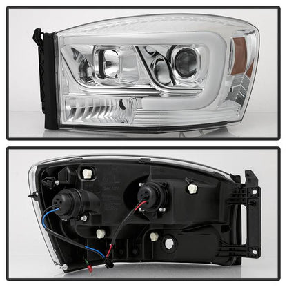 Spyder Dodge Ram 1500 2500 3500 06-08 V2 LED Bar Headlights Chrome (PRO-YD-DR06V2-LB-C) backside of the back rear panel