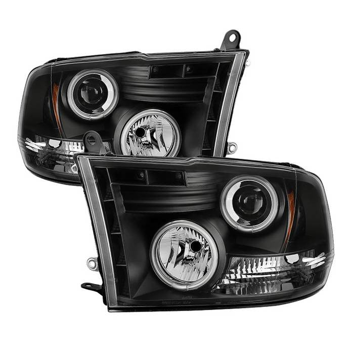 Spyder Dodge Ram 1500 2500 3500 10-18 CCFL Pro Headlights Black display showing show PRO-YD-DR09-CCFL-BK