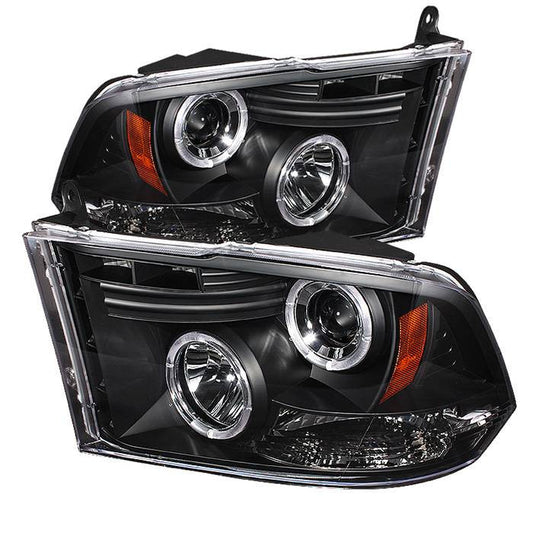 Spyder Dodge Ram 1500 2500 3500 10-18 Halo Pro Headlights Black display showing show PRO-YD-DR09-HL-BK