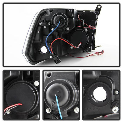 Spyder Dodge Ram 1500 2500 3500 10-18 Halo Pro Headlights Chrome (PRO-YD-DR09-HL-C) backside of the back rear panel