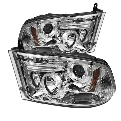 Spyder Dodge Ram 1500 2500 3500 10-18 Halo Pro Headlights Chrome display showing show PRO-YD-DR09-HL-C