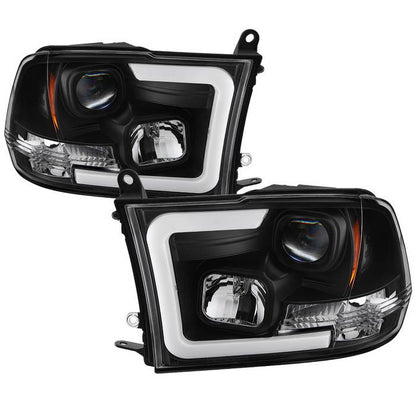 Spyder Dodge Ram 1500 2500 3500 10-18 V2 Pro Headlights black display showing show PRO-YD-DR09V2-LBDRL-BK