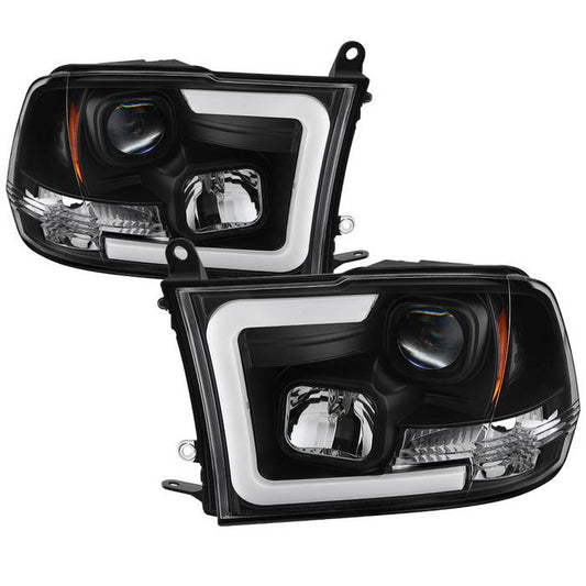 Spyder Dodge Ram 1500 2500 3500 10-18 V2 Pro Headlights black display showing show PRO-YD-DR09V2-LBDRL-BK