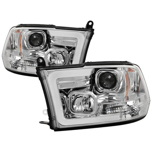 Spyder Dodge Ram 1500 2500 3500 10-18 V2 Pro Headlights Chrome display showing show PRO-YD-DR09V2-LBDRL-C