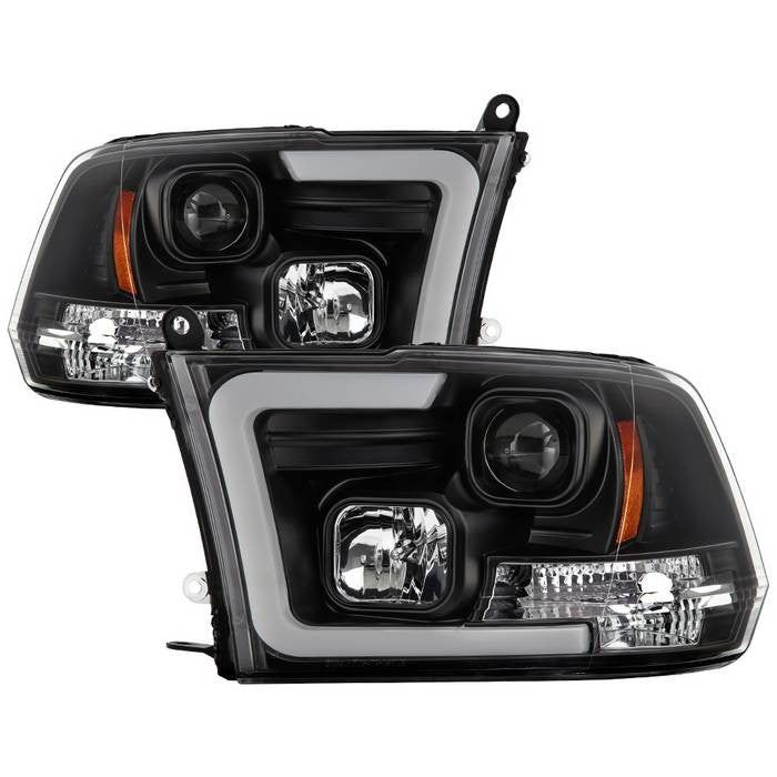 Spyder Dodge Ram 1500 2500 3500 10-18 LED bar Headlights Black display showing show PRO-YD-DR09V2-SB-BK