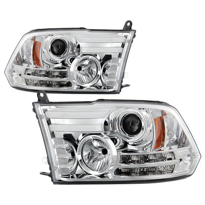 Spyder Dodge Ram 1500 2500 3500 13-18 Pro Headlights chrome display showing show PRO-YD-DR13-LBDRL-C