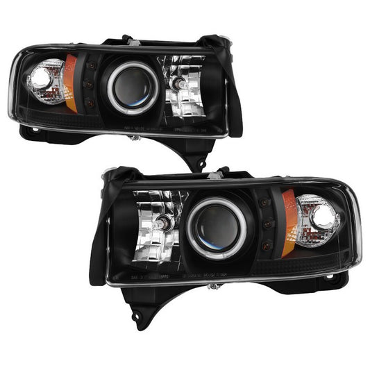 Spyder Dodge Ram 1500 2500 3500 94-01 CCFL Pro Headlights Black display showing show PRO-YD-DR94-CCFL-BK