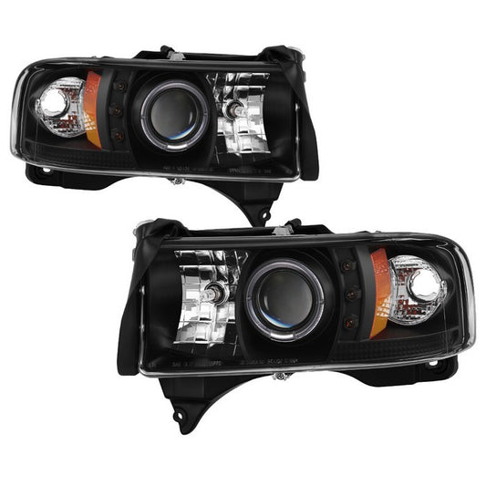 Spyder Dodge Ram 1500 2500 3500 94-01 Halo Pro Headlights Black display showing show PRO-YD-DR94-HL-AM-BK