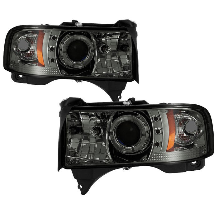 Spyder Dodge Ram 1500 2500 3500 94-01 Halo Pro Headlights Chrome SM display showing show PRO-YD-DR94-HL-AM-SMC