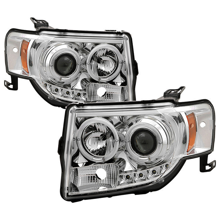 Spyder Ford Escape 08-12 DRL Projector Headlights Chrome display showing show PRO-YD-FES08-DRL-C