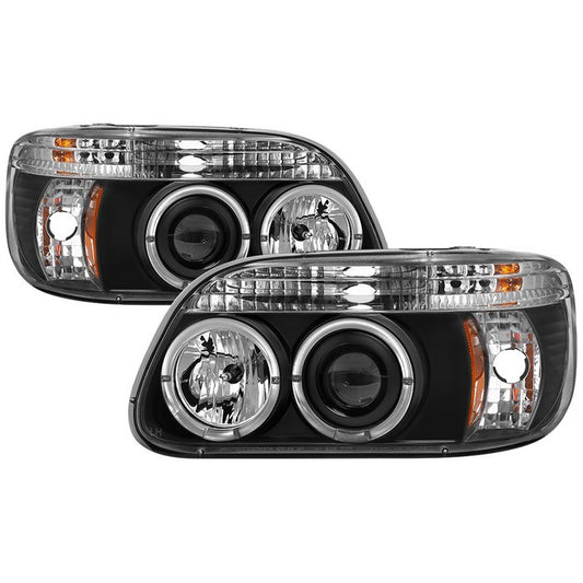 Spyder Ford Explorer 95-01 1PC Halo Pro Headlights Black display showing show PRO-YD-FEXP95-HL-1PC-BK