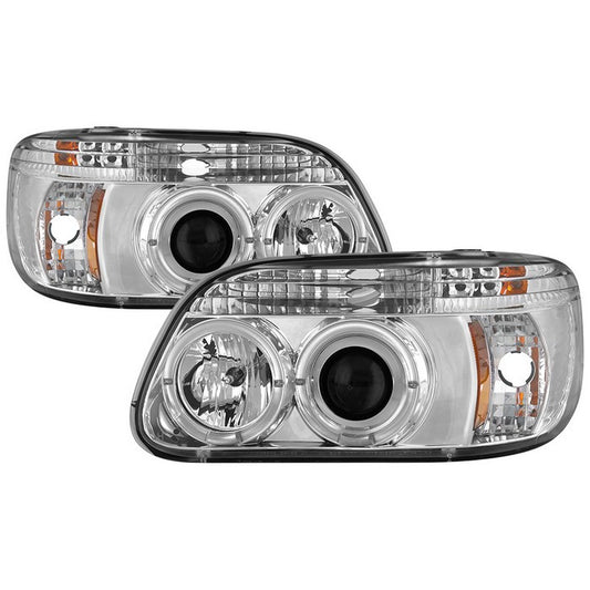 Spyder Ford Explorer 95-01 1PC Projector Headlights Chrome display showing show PRO-YD-FEXP95-HL-1PC-C