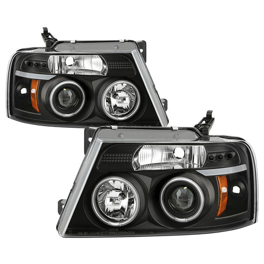 Spyder Ford F150 04-08 CCFL halo Pro Headlights Black display showing show PRO-YD-FF15004-CCFL-G2-BK