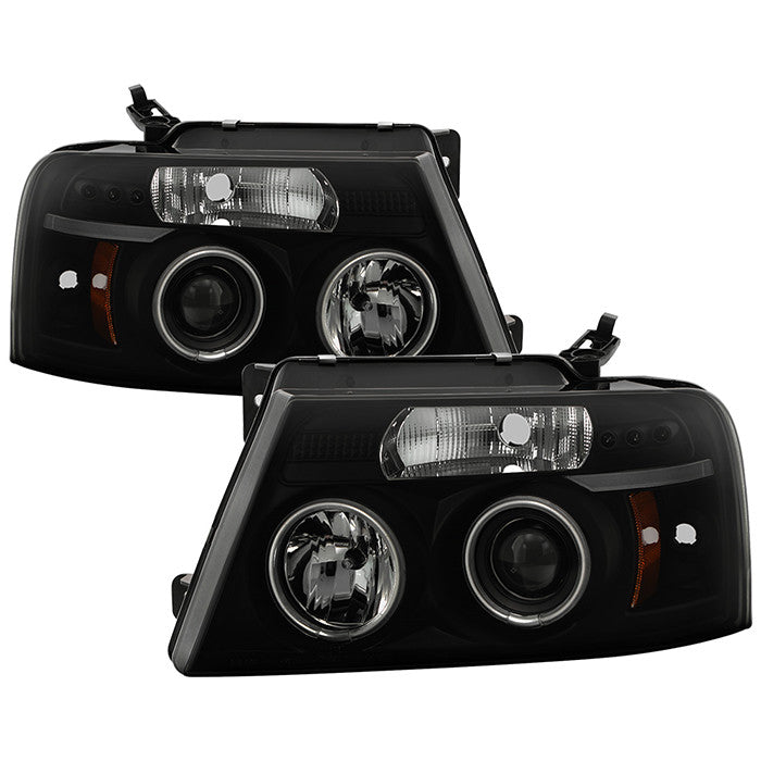 Spyder Ford F150 04-08 CCFL halo Pro Headlights Black SM display showing show PRO-YD-FF15004-CCFL-G2-BSM