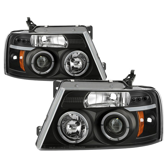 Spyder Ford F150 04-08 V2 Halo Projector led Headlights Black