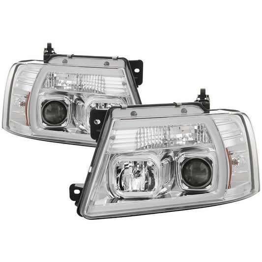 Spyder Ford F150 04-08 Light Bar Projector Headlights Chrome display showing show PRO-YD-FF15004V2-LB-C